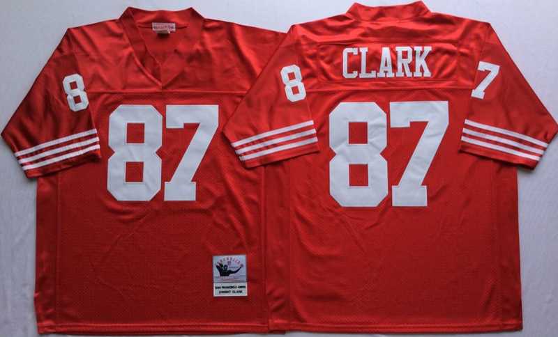 49ers 87 Dwight Clark Red M&N Throwback Jersey->nfl m&n throwback->NFL Jersey